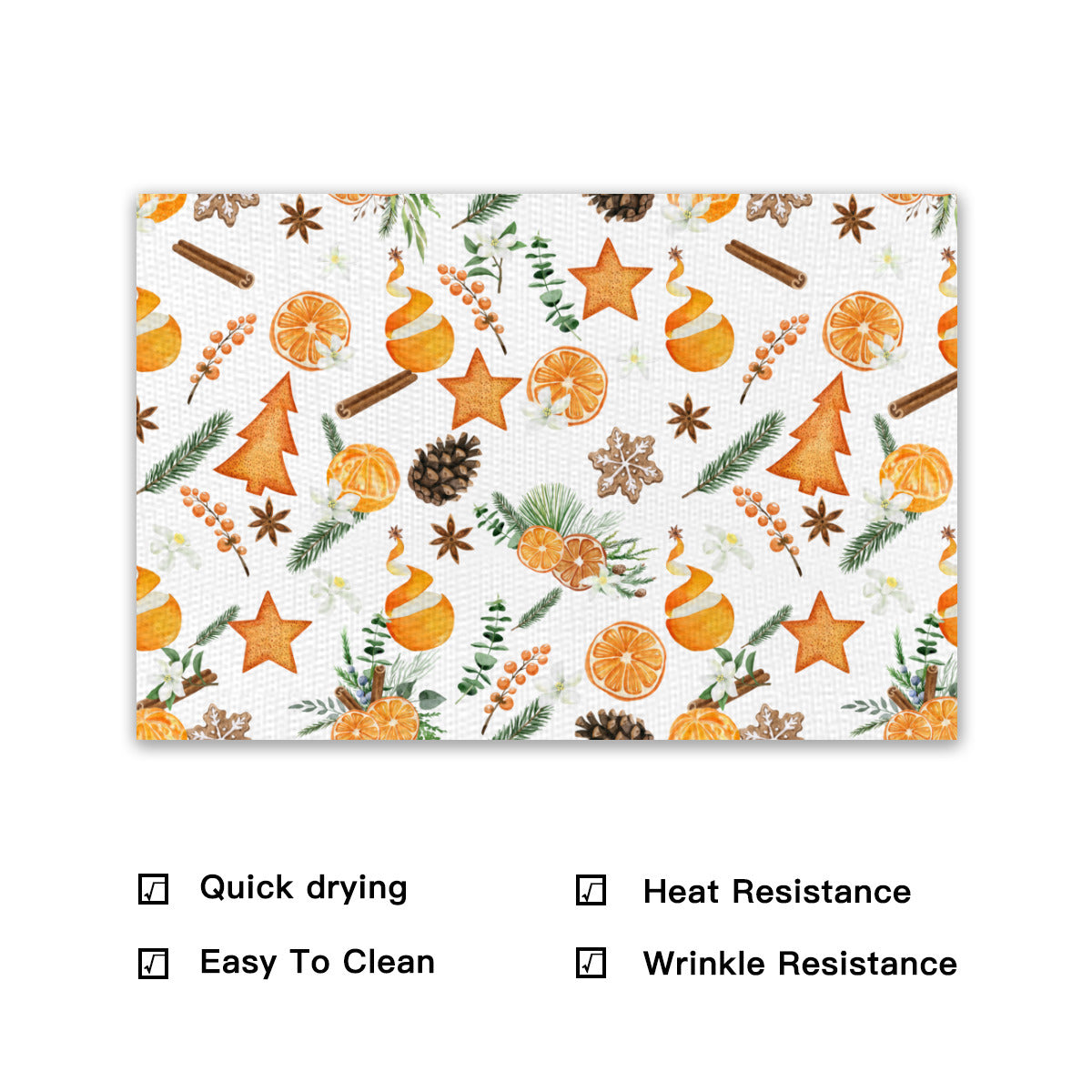 Citrus Spice Christmas Placemats in White