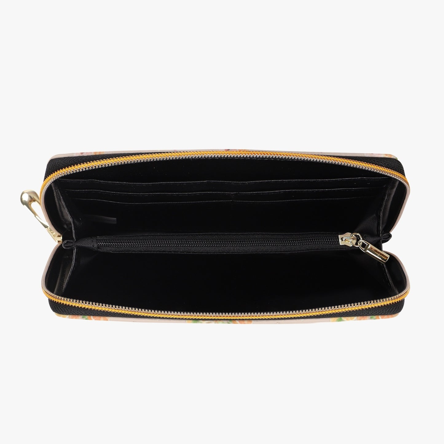 Orange Floral Zipper Wallet - Blush Beige