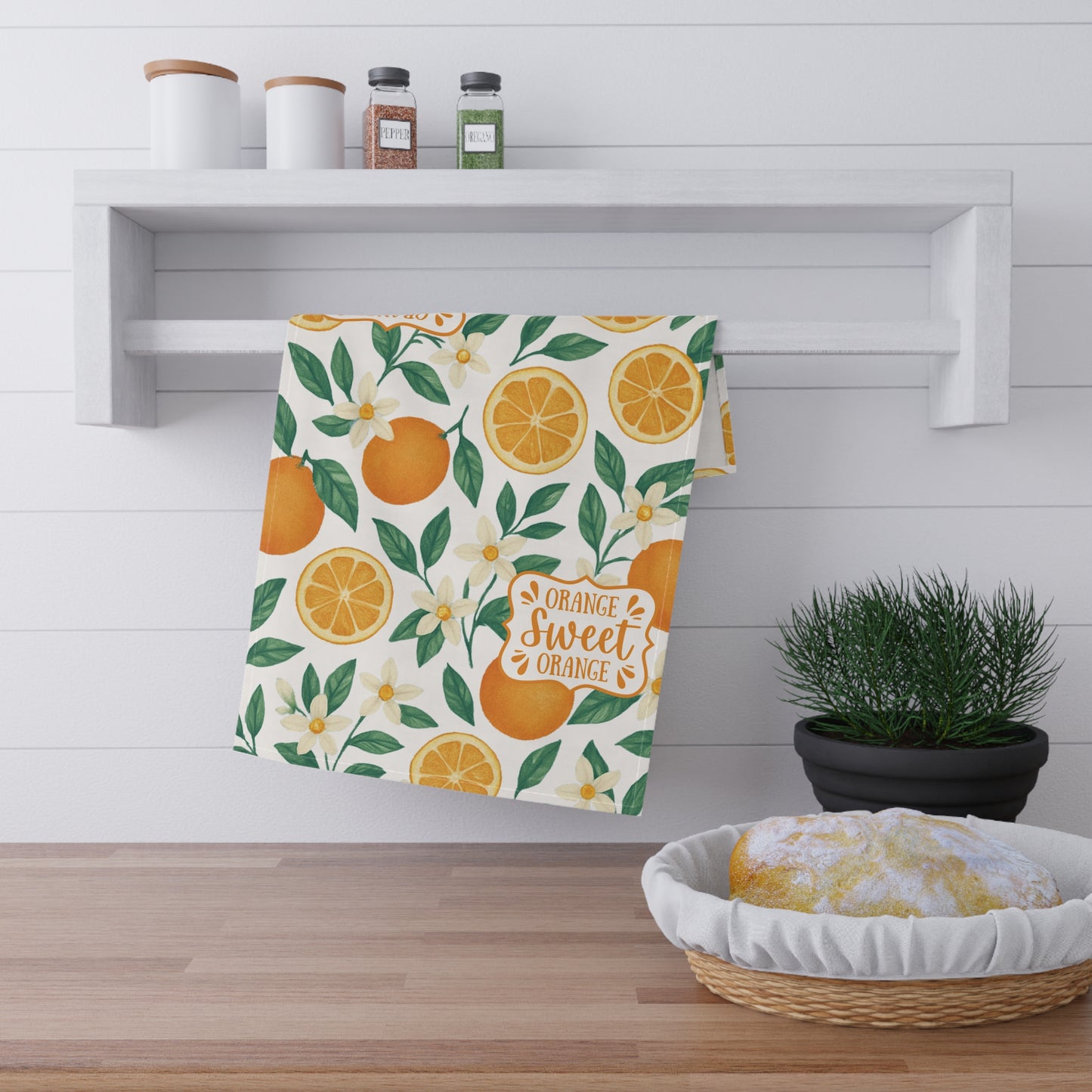 "Orange Sweet Orange" Tea Towel - Cheerful Kitchen Decor, Gifts for Home, Housewarming, Summer Gatherings, Citrus Lovers