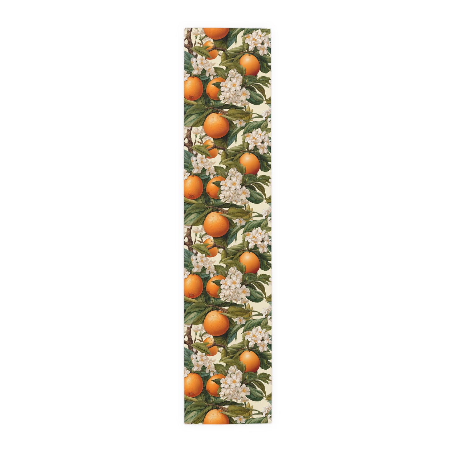 Botanical Orange Table Runner - Floral Poly Decor for Home Dining