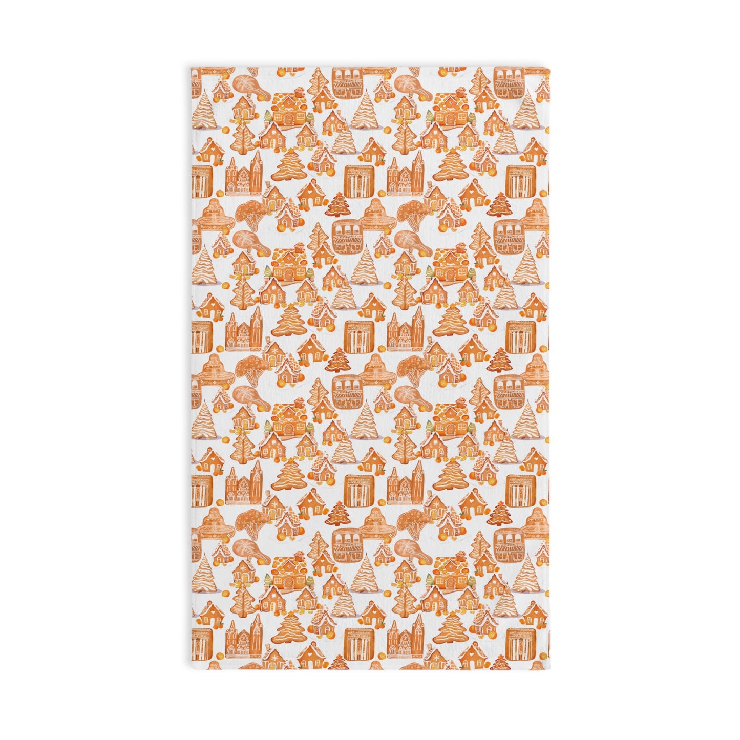 Old Towne Orange Gingerbread Village Hand Towel