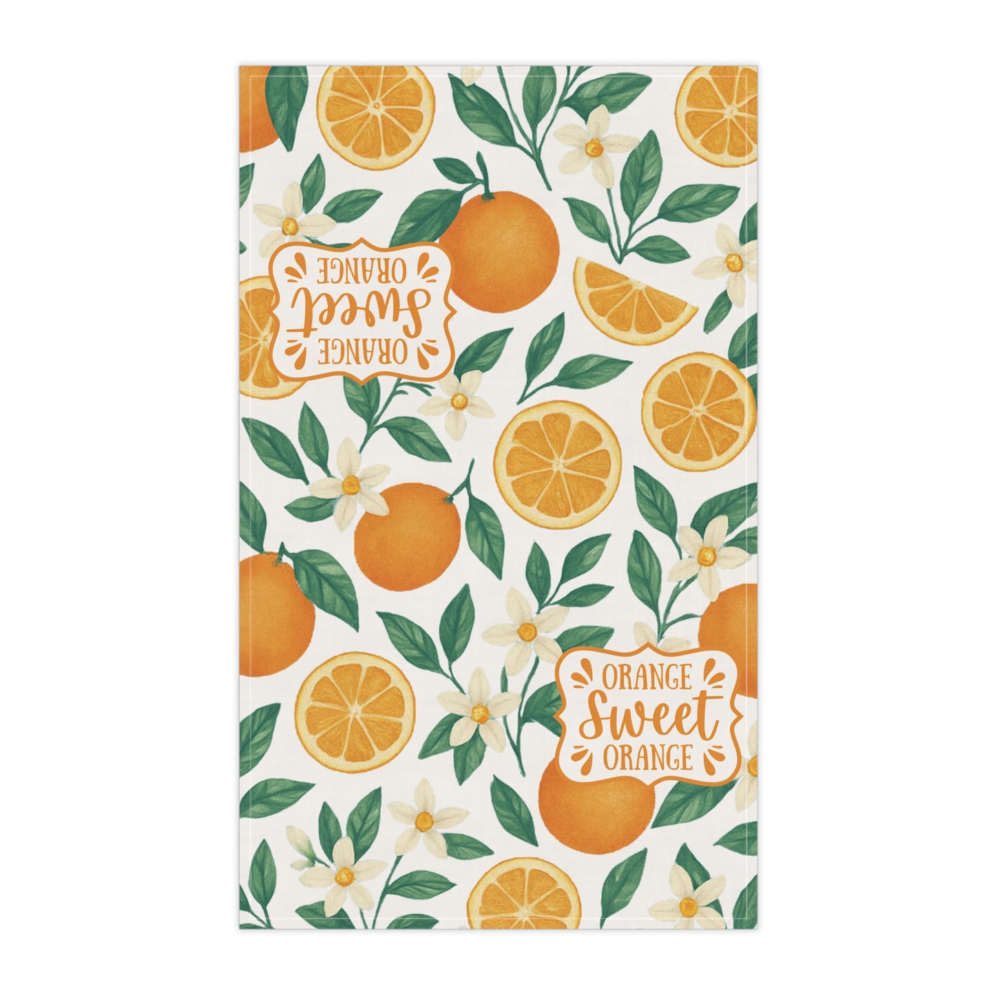 "Orange Sweet Orange" Tea Towel - Cheerful Kitchen Decor, Gifts for Home, Housewarming, Summer Gatherings, Citrus Lovers