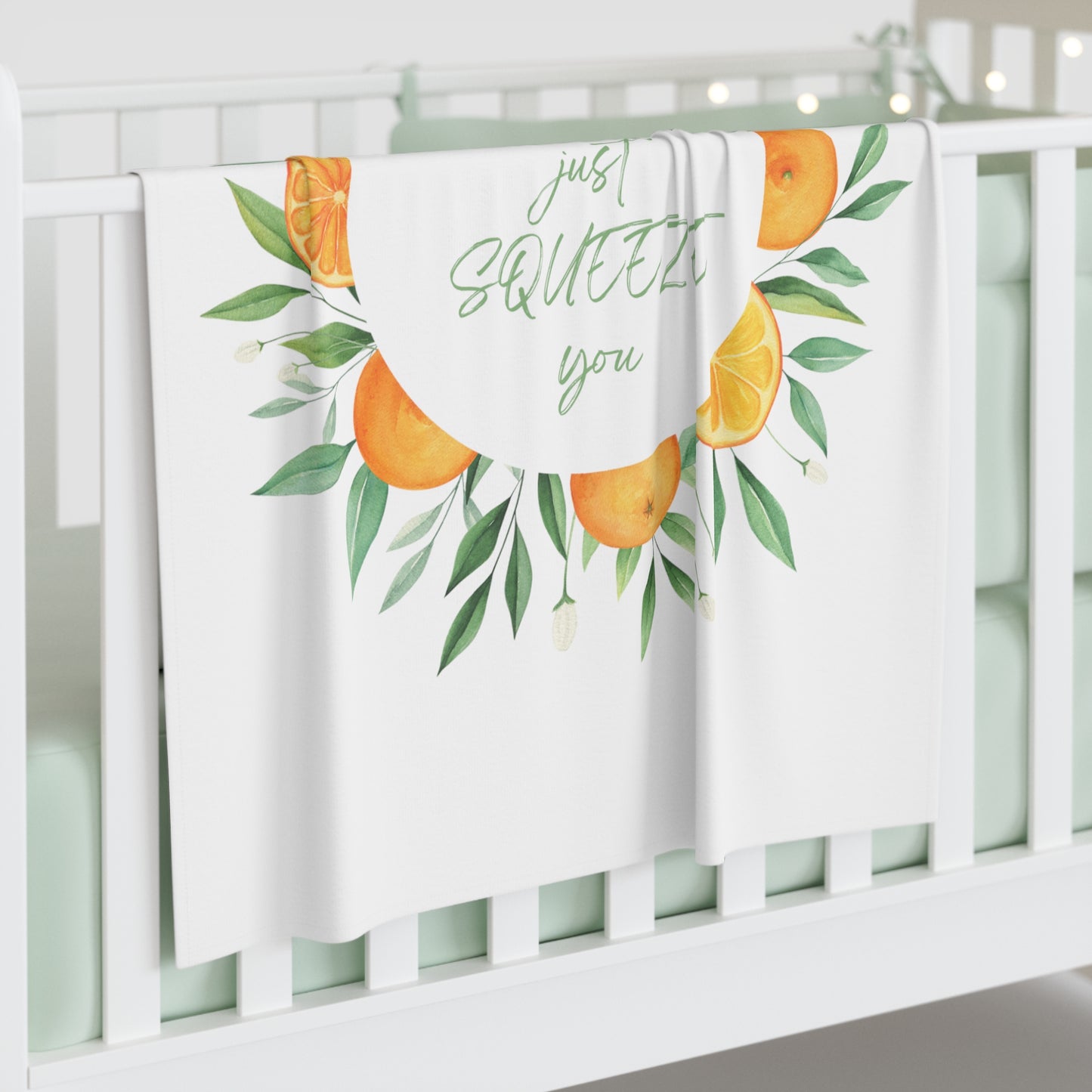"I could just squeeze you" Citrus Orange Baby Swaddle Blanket