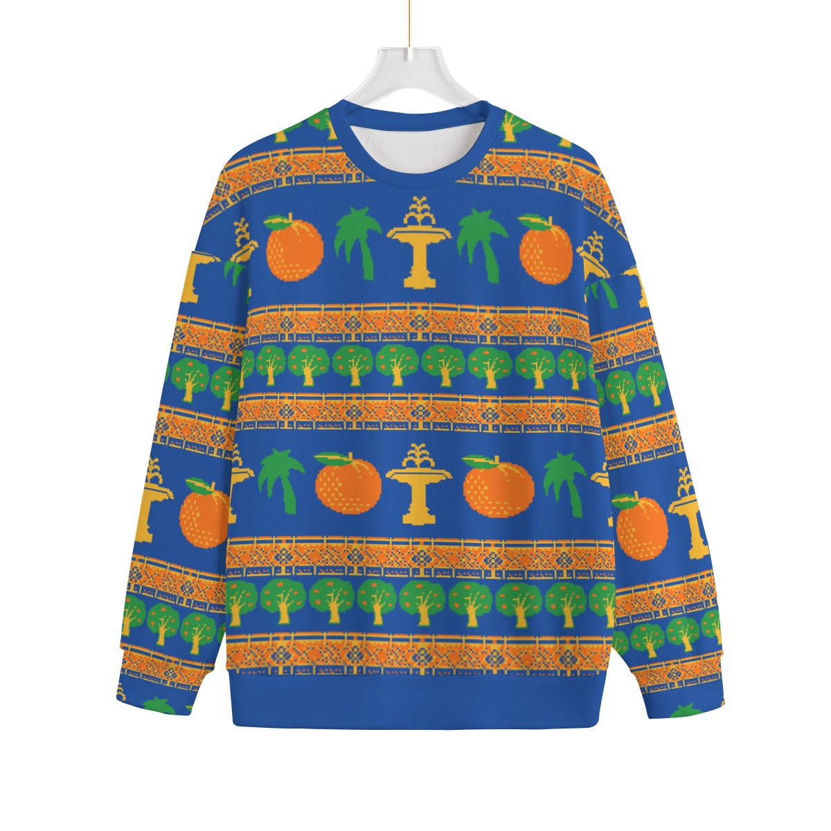 "Ugly" OT Orange Knitted Fleece Sweater in Blue