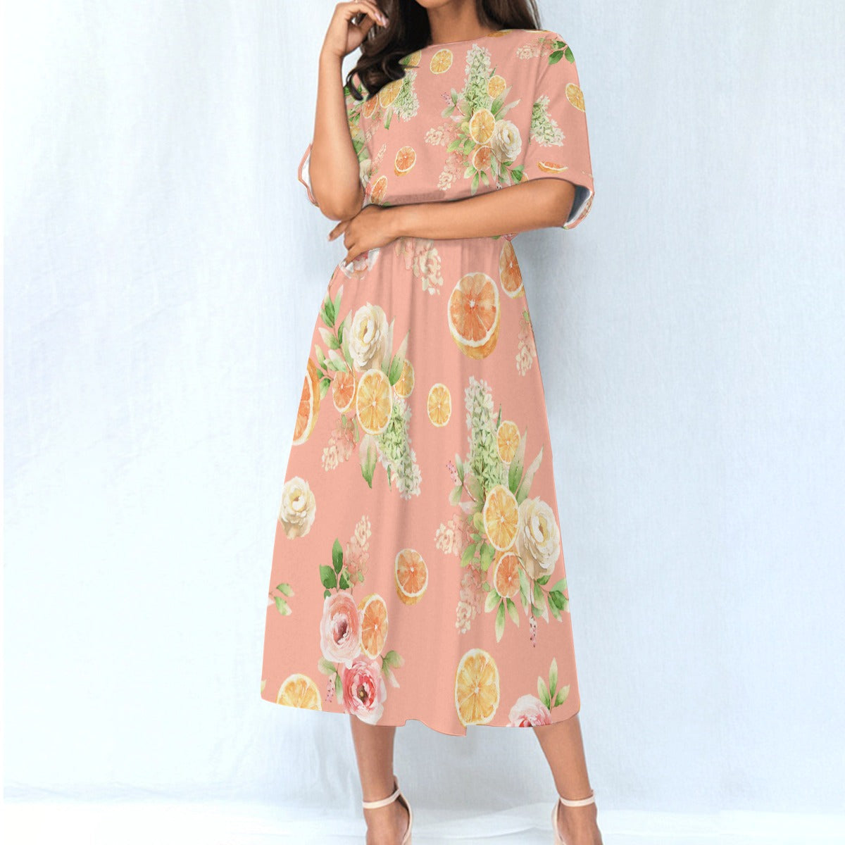 Citrus Bloom Dress - Peach