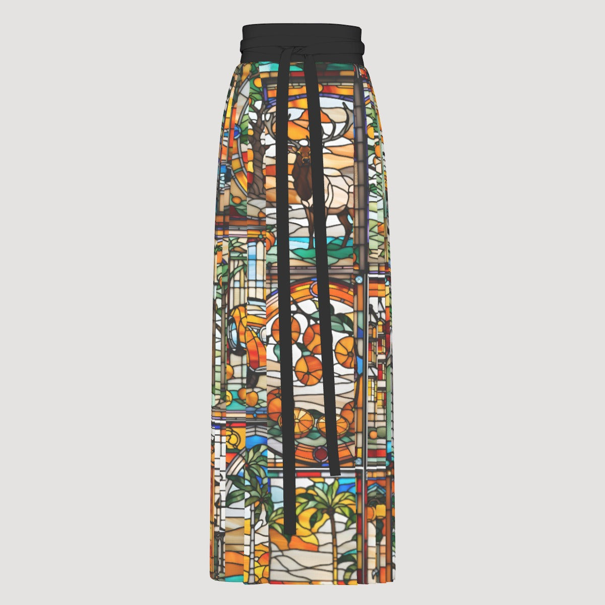 Orange Elk Stained Glass Women's Pleated Skirt
