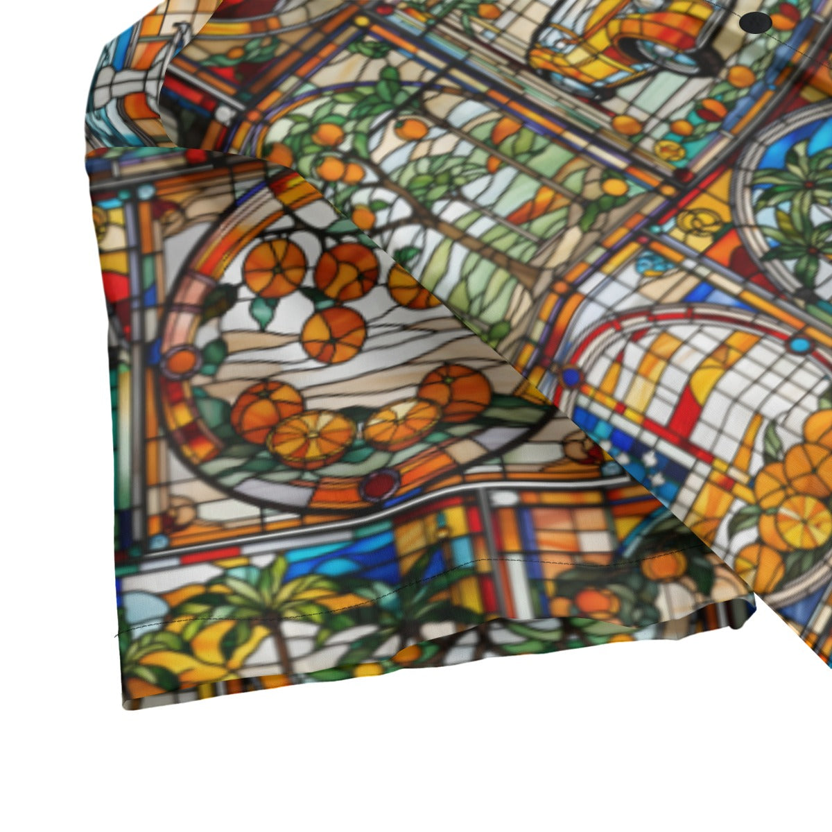 Orange Elks Stained Glass Men's Hawaiian Shirt With Button Closure |115GSM Cotton poplin