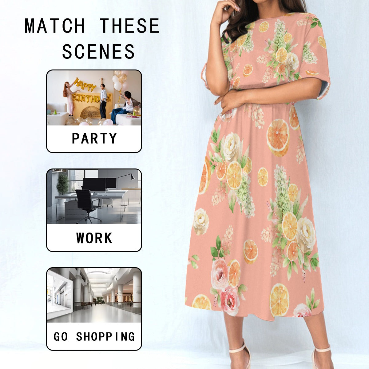 Citrus Bloom Dress - Peach