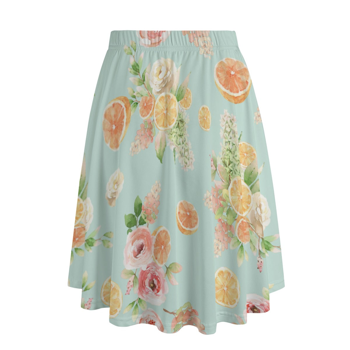 Citrus Bloom Women's Long Maxi Skirt With Pockets - Mint
