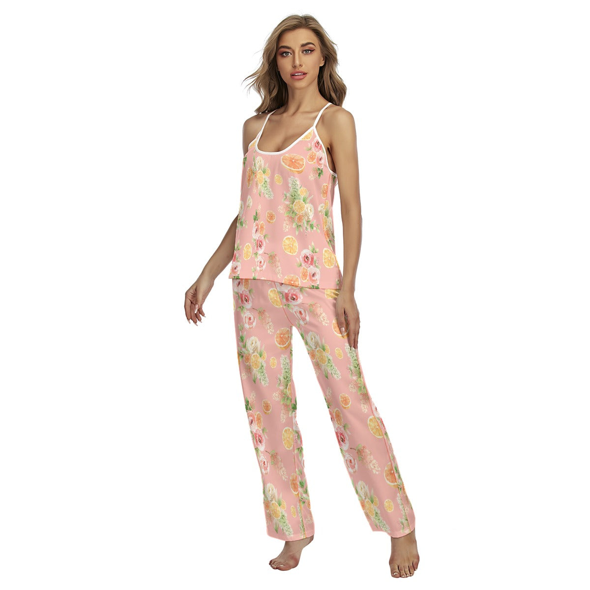 Spring Floral Oranges Women's Cami Pajamas Set