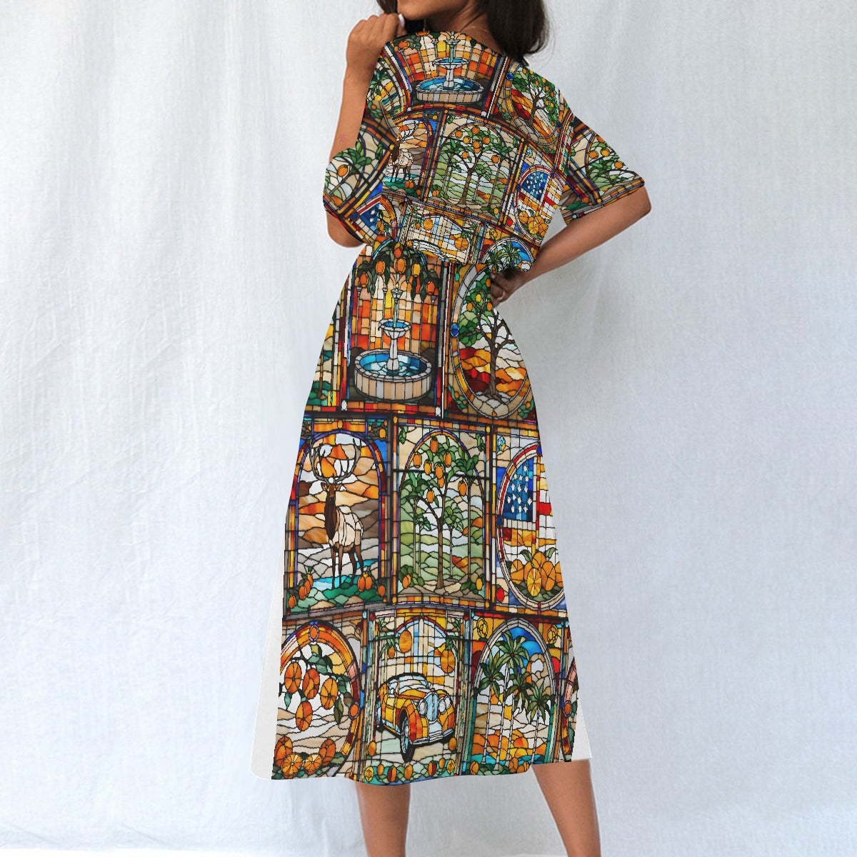 Elk's Lodge Stained Glass Women's Elastic Waist Dress