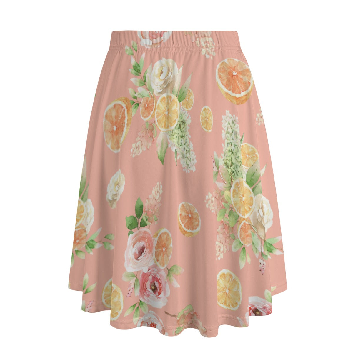 Citrus Bloom Women's Long Maxi Skirt With Pockets - Peach