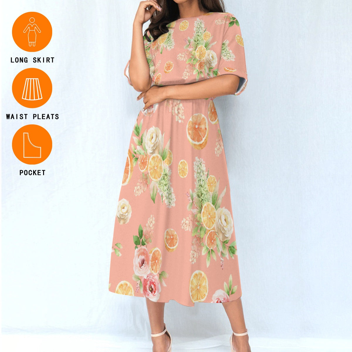 Citrus Bloom Dress - Peach