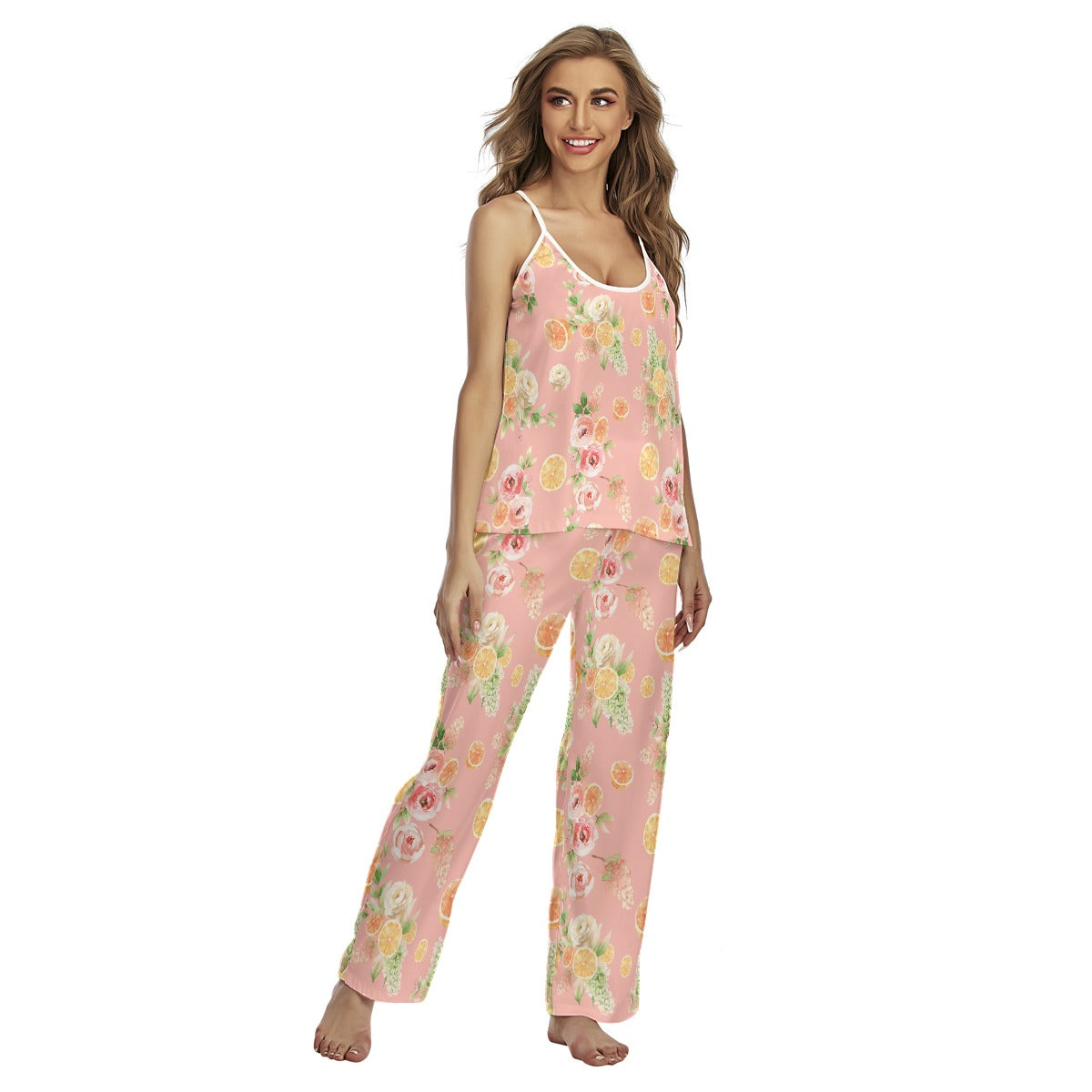 Spring Floral Oranges Women's Cami Pajamas Set