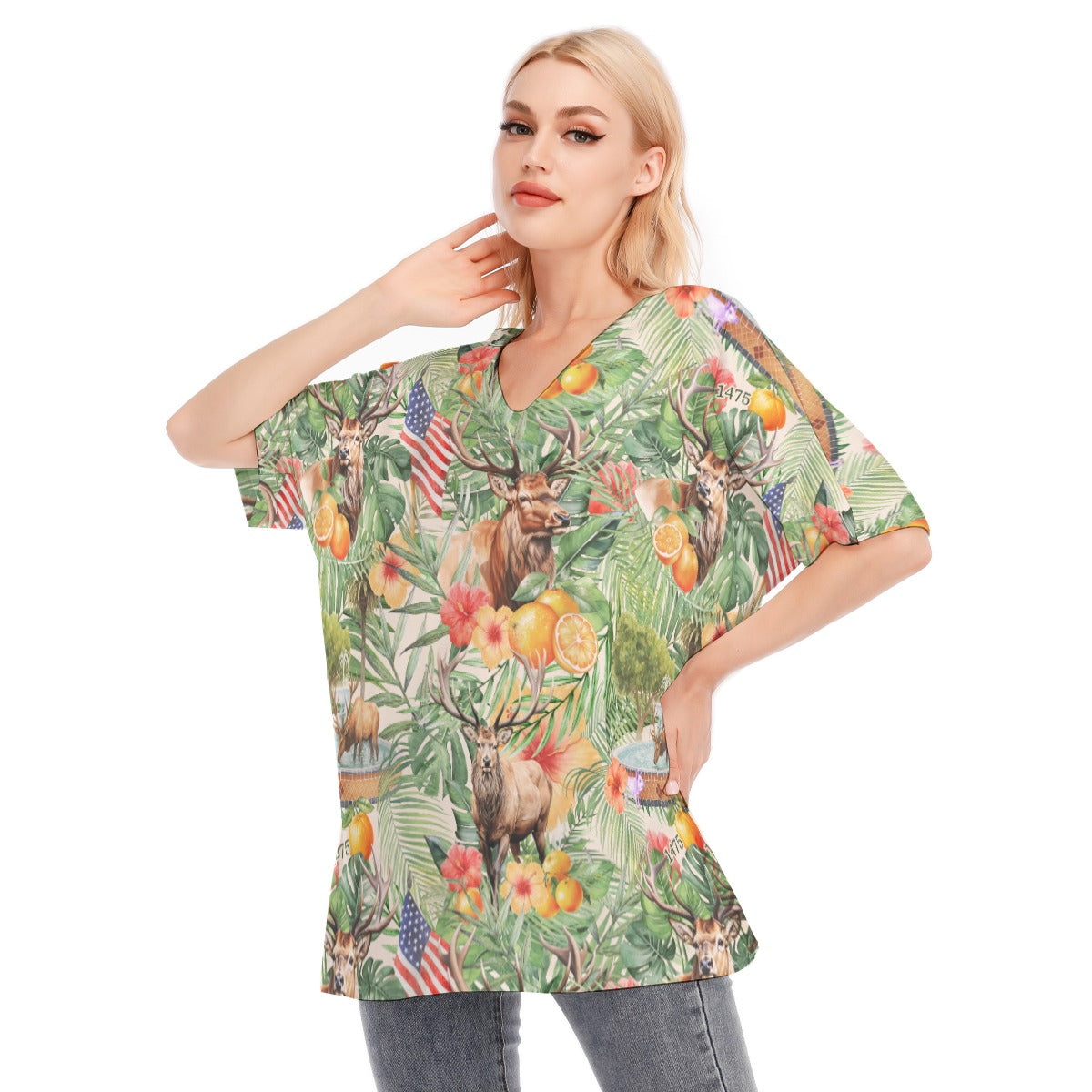 Elks Lodge 1475 Tribute Bat-Sleeve Blouse