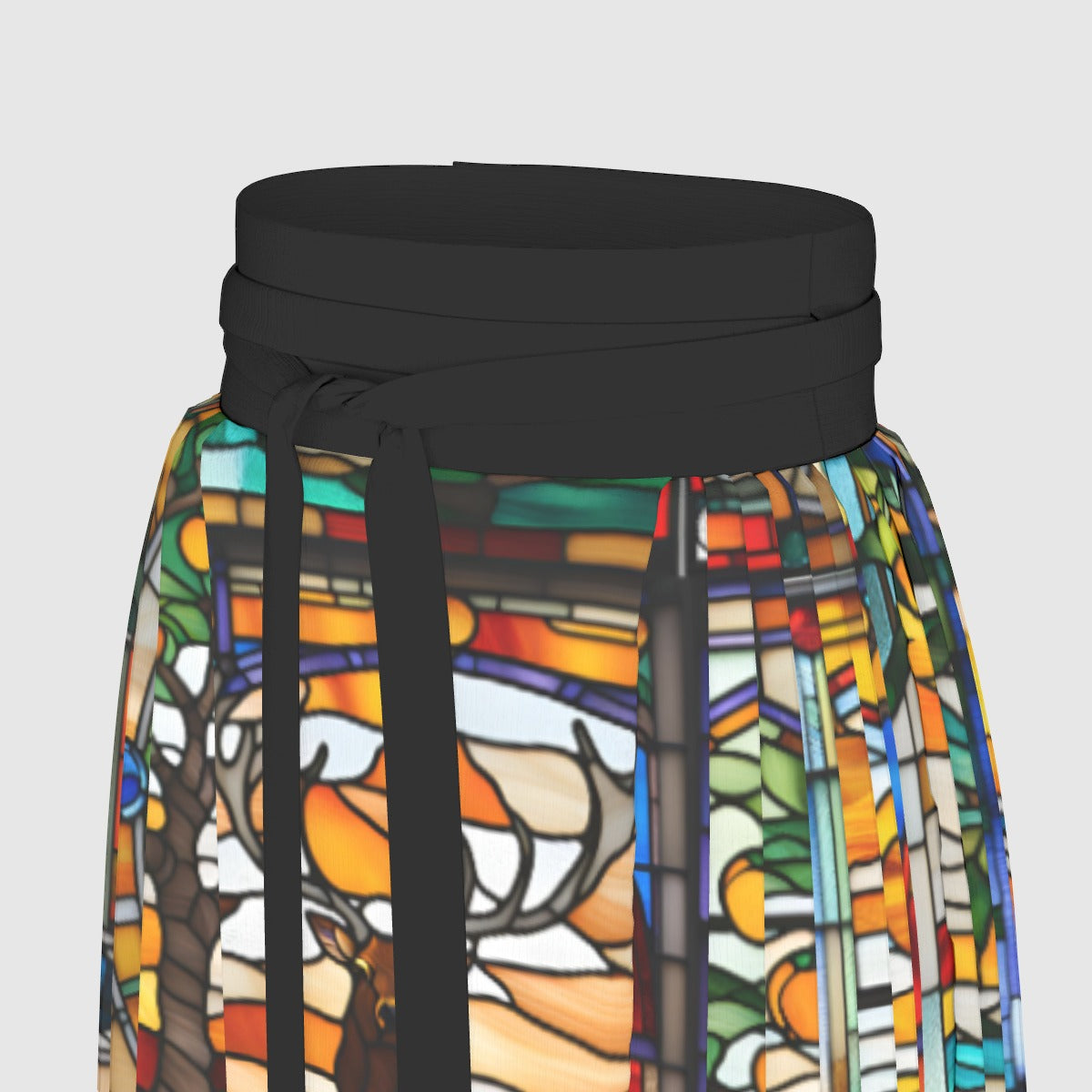 Orange Elk Stained Glass Women's Pleated Skirt