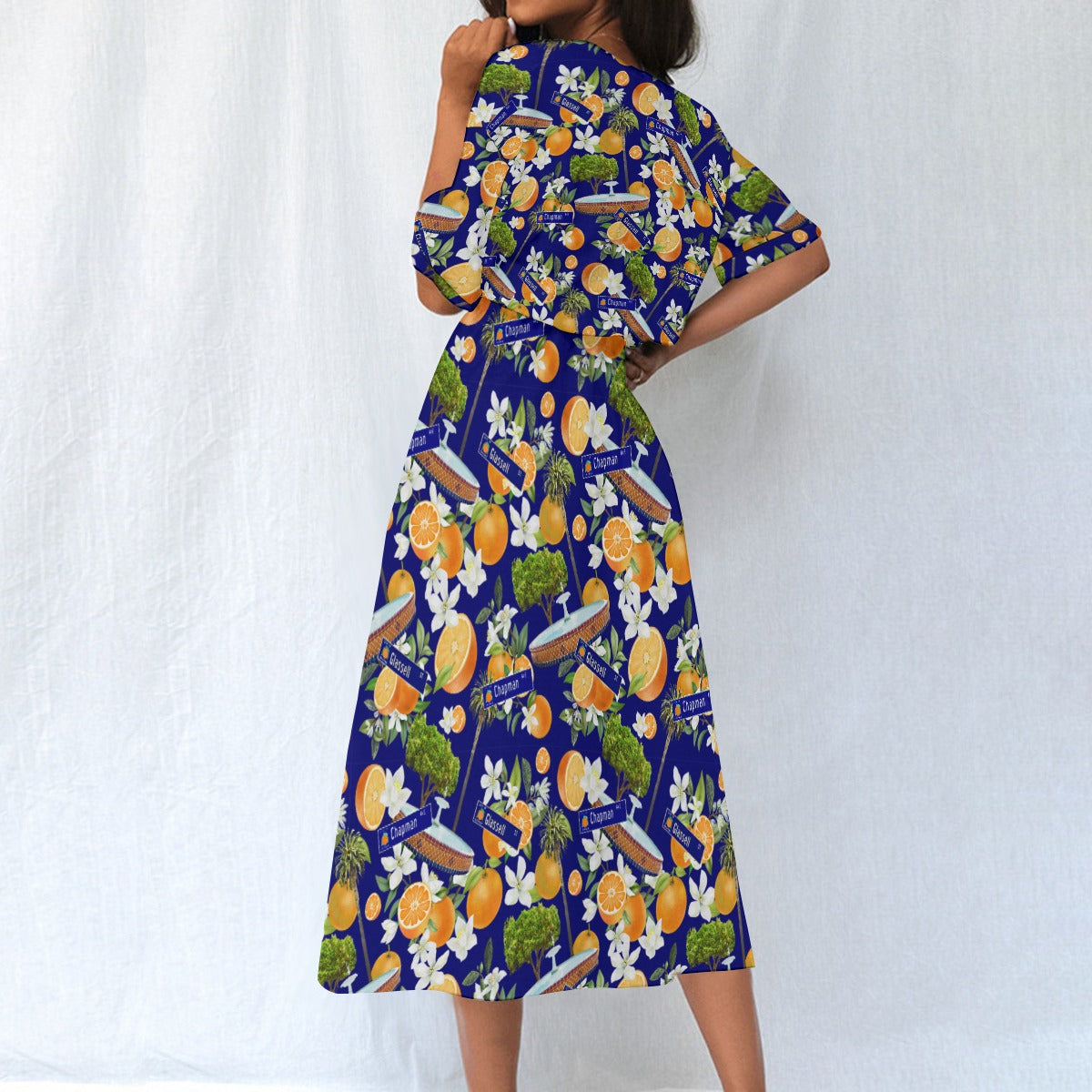 Old Towne Hawaiian Women's Elastic Waist Dress in Blue