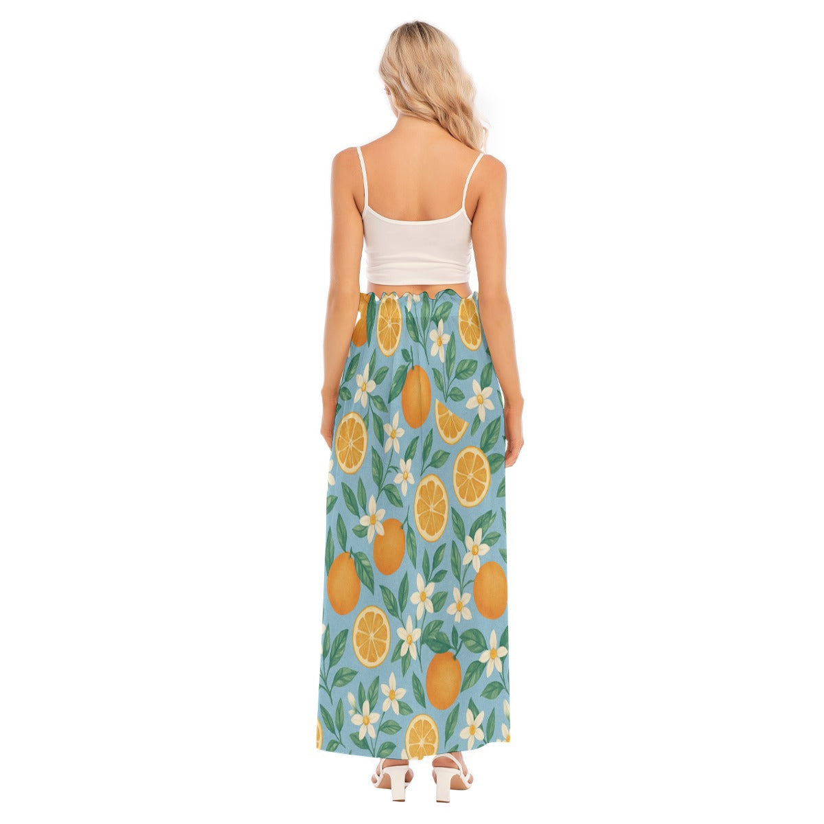 Playful Orange Blossoms Swimsuit Cover-Up Skirt