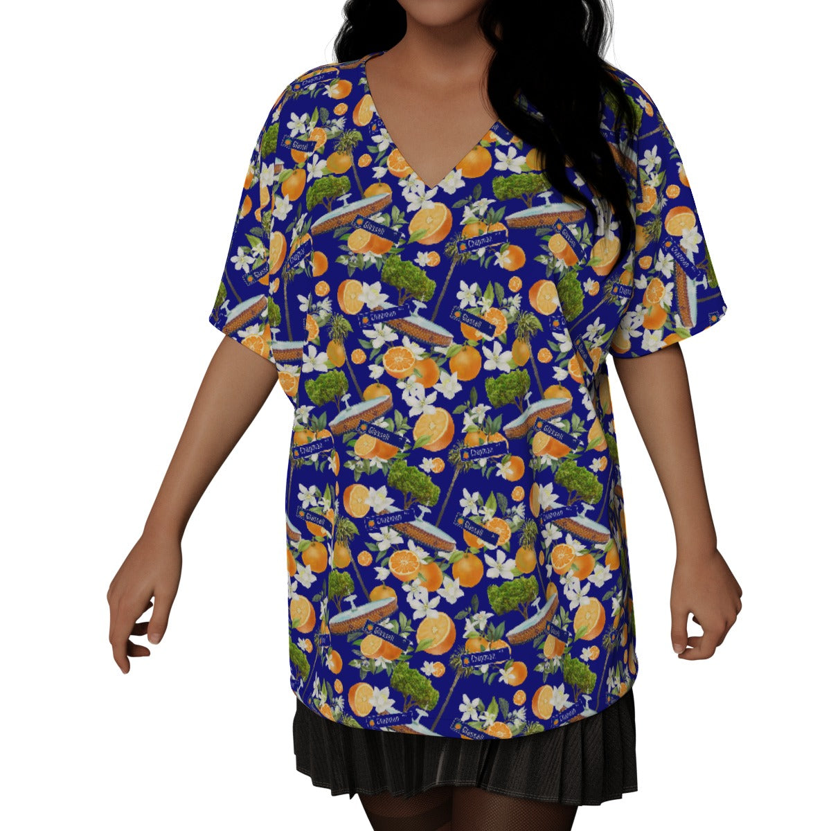 Old Towne Hawaiian Loose-fit Blouse in Blue