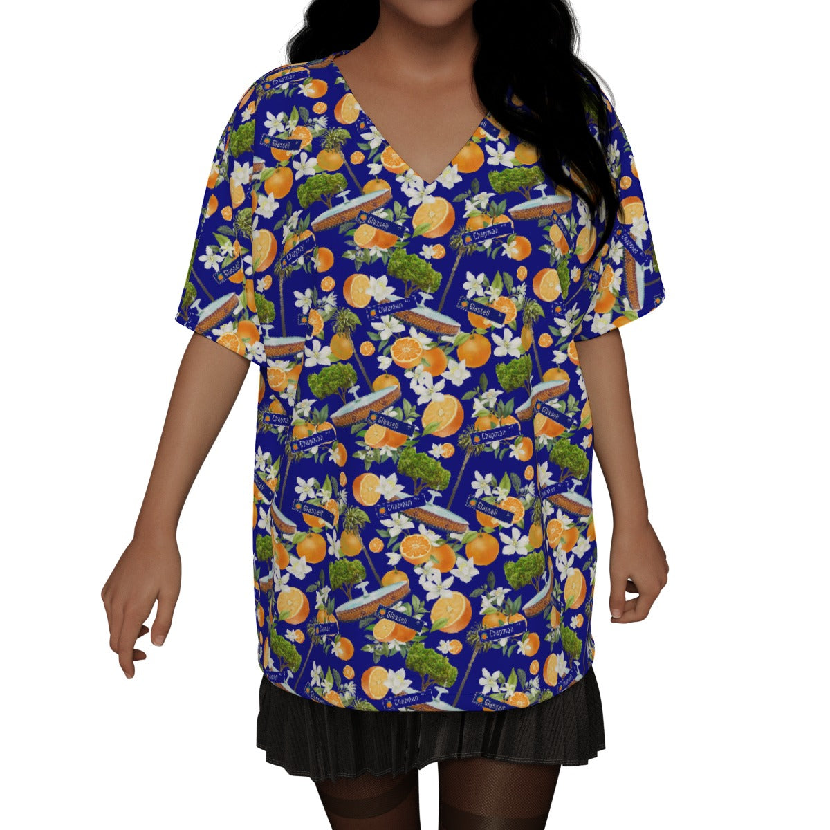 Old Towne Hawaiian Loose-fit Blouse in Blue