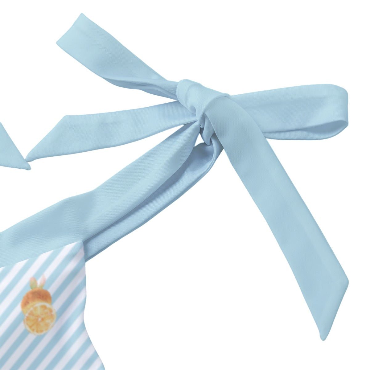 Orange Strip Women's Tie Shoulder Onepiece Padded Swimsuit - Light Blue