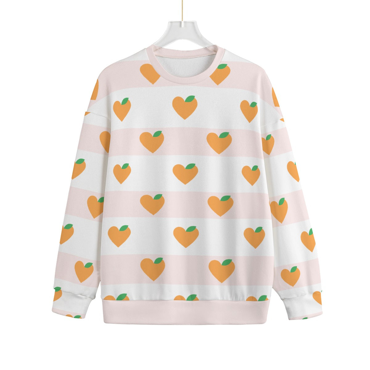 Orange Hearts Knitted Fleece Sweater