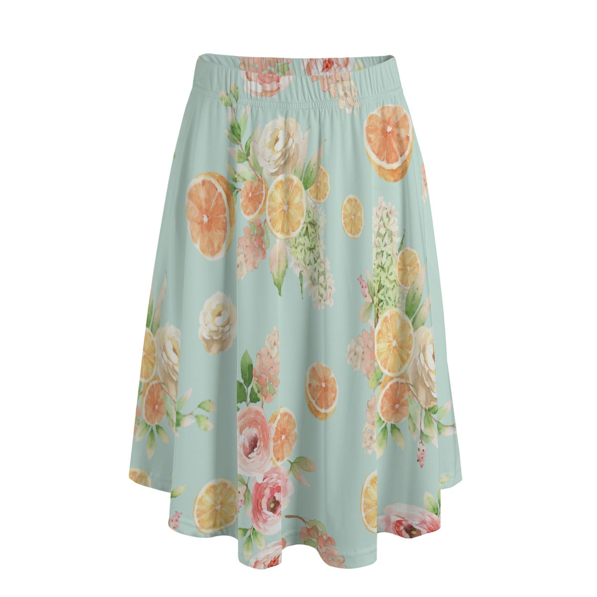 Citrus Bloom Women's Long Maxi Skirt With Pockets - Mint
