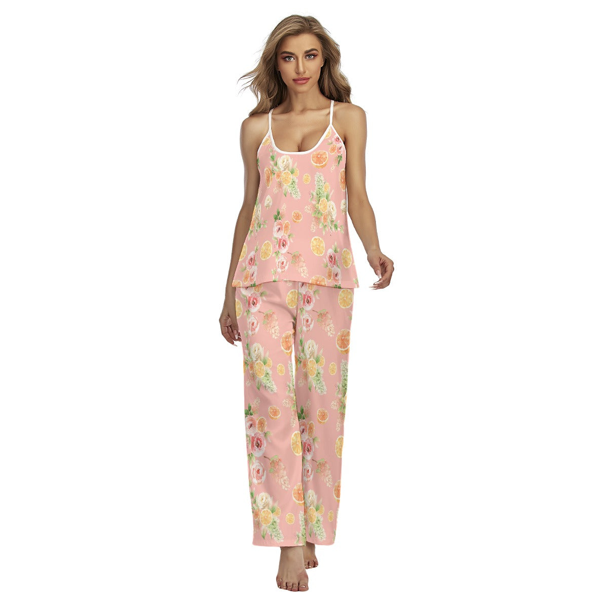 Spring Floral Oranges Women's Cami Pajamas Set
