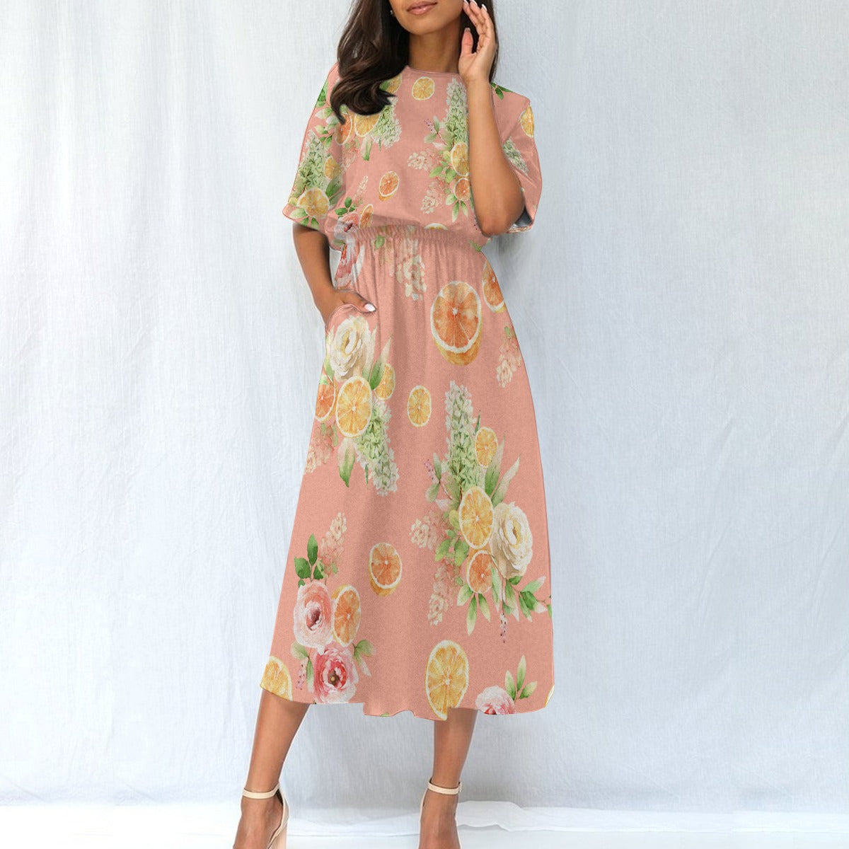 Citrus Bloom Dress - Peach