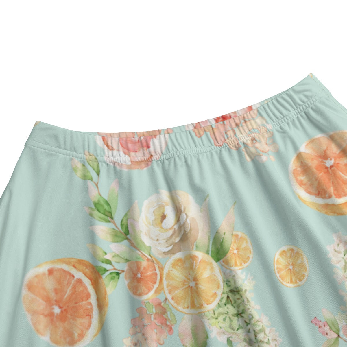 Citrus Bloom Women's Long Maxi Skirt With Pockets - Mint
