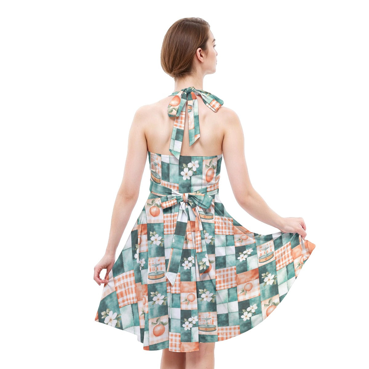 All-Over Print Women’s Halter Skater Dress