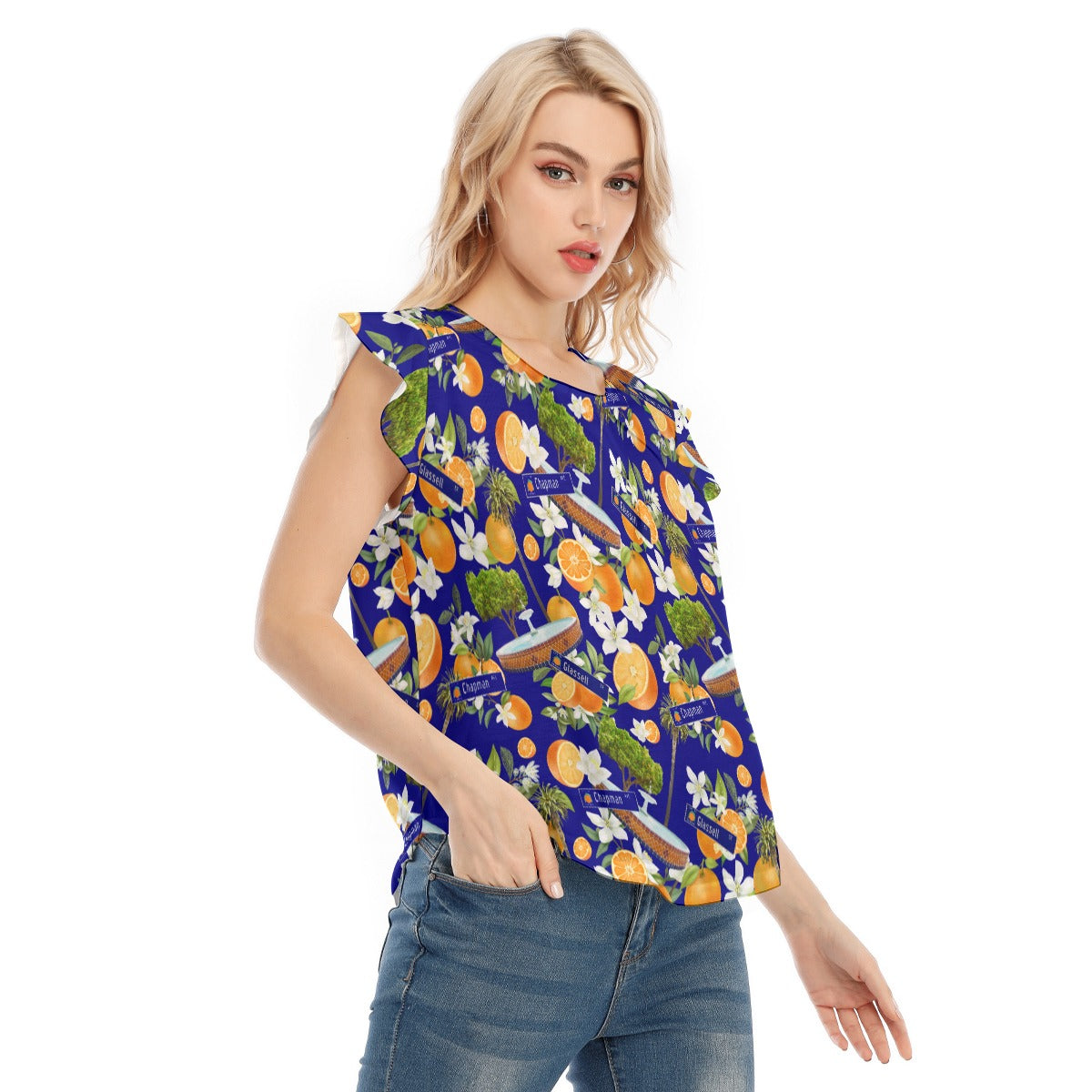 Old Towne Hawaiian T-shirt With Ruffle Sleeves