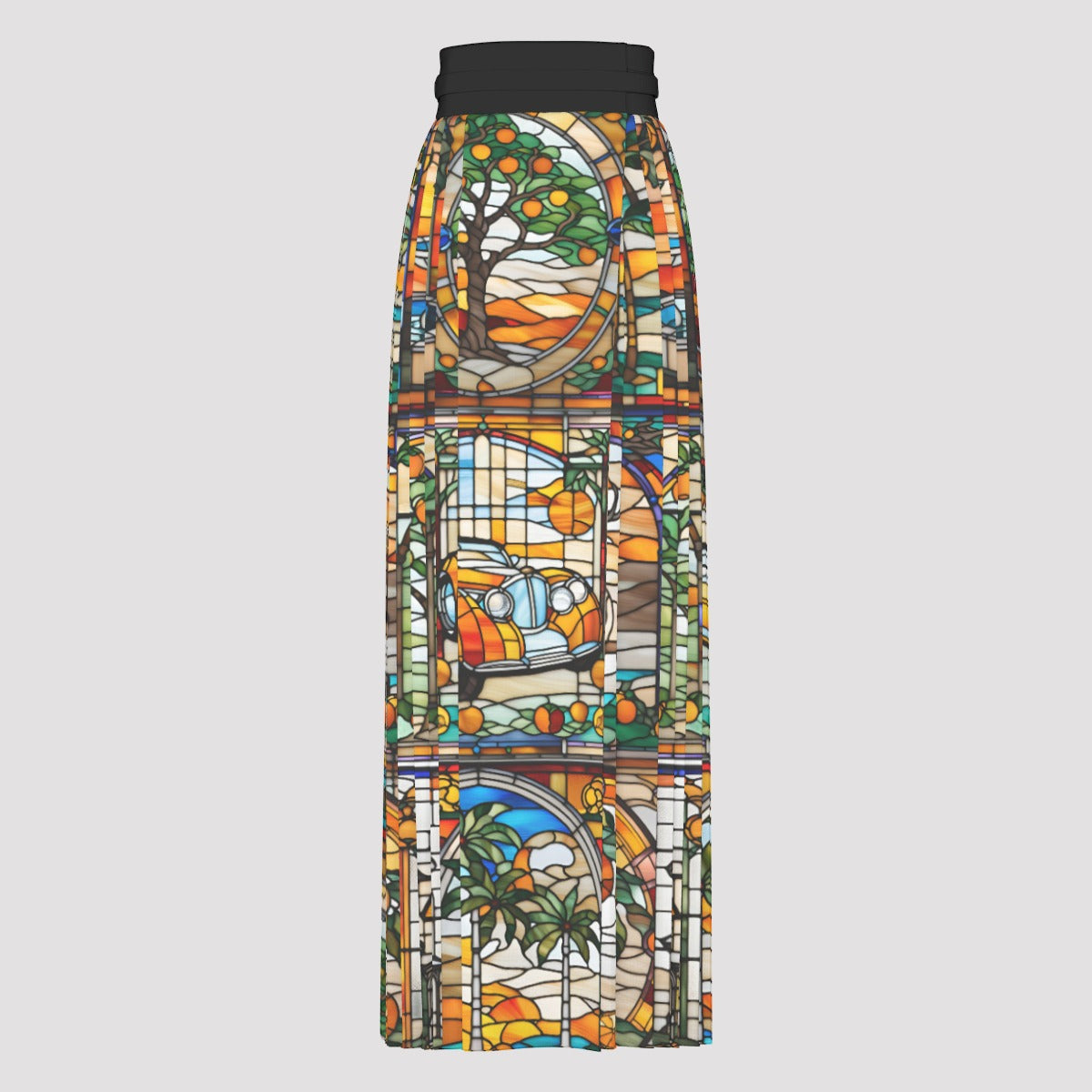 Orange Elk Stained Glass Women's Pleated Skirt