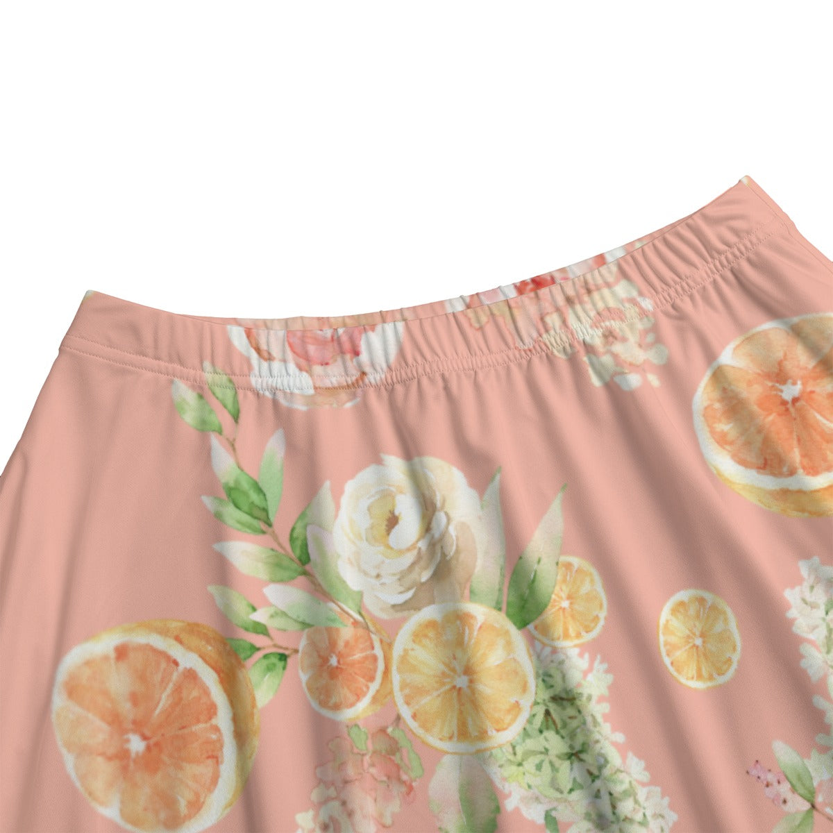 Citrus Bloom Women's Long Maxi Skirt With Pockets - Peach