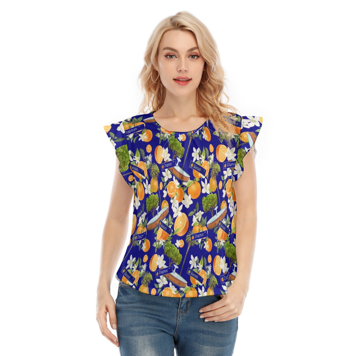 Old Towne Hawaiian T-shirt With Ruffle Sleeves