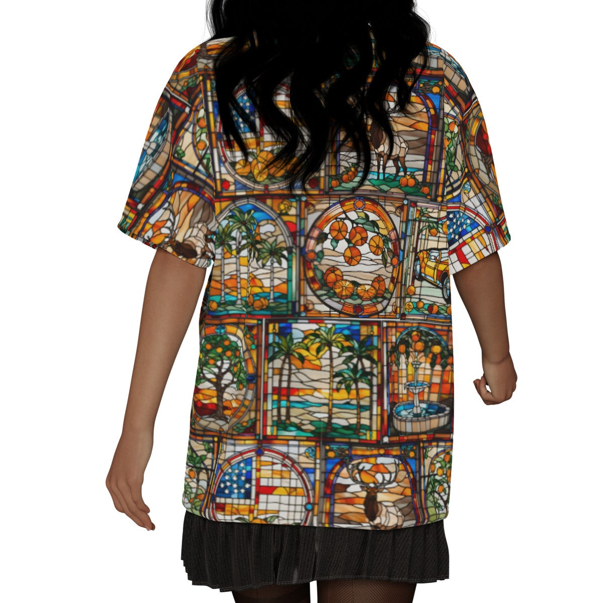 Elks Lodge Ladies' Loose Short Sleeves V-Neck Blouse