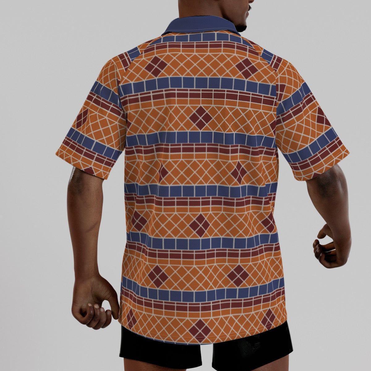 Fountain Tile Men's Short Sleeve Polo Shirt With Button Closure