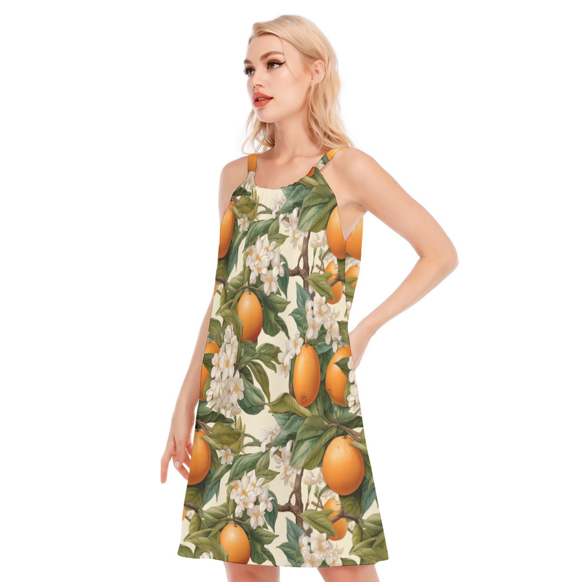 Orange Botanicals Women's O-neck Cami Dress - Cotton