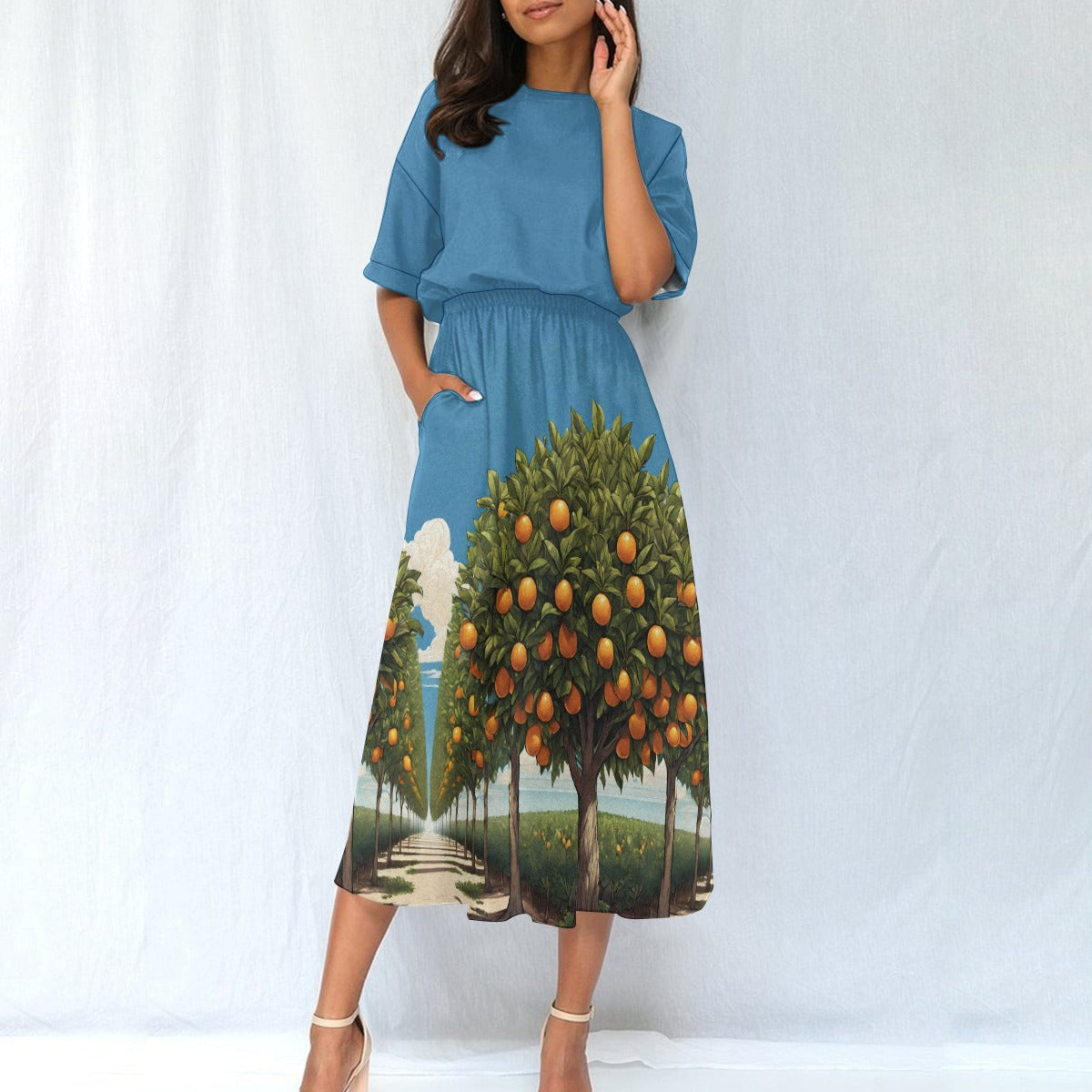 Orange Groves Women's Elastic Waist Dress