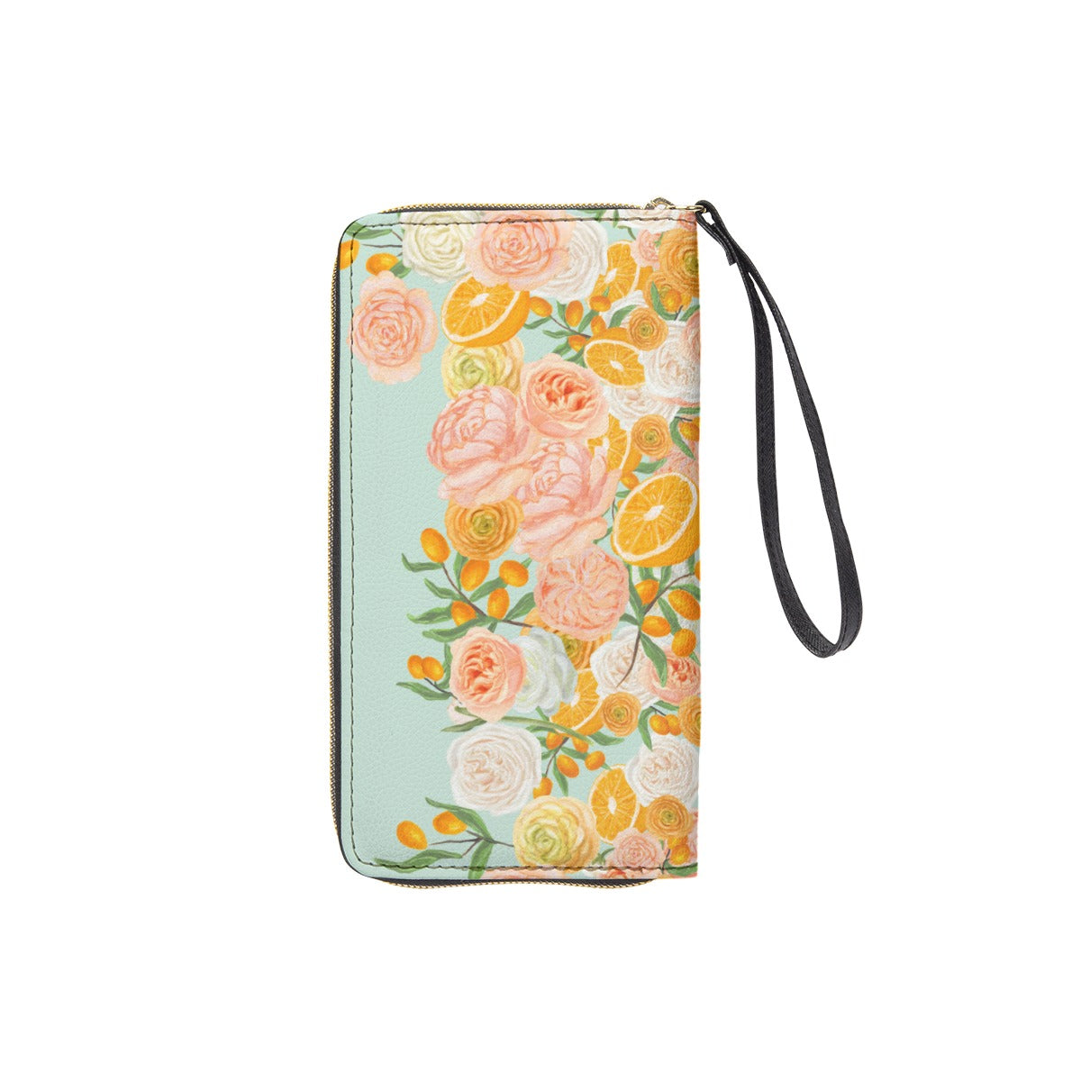 Mint Citrus Blossom Wallet With Hand Strap