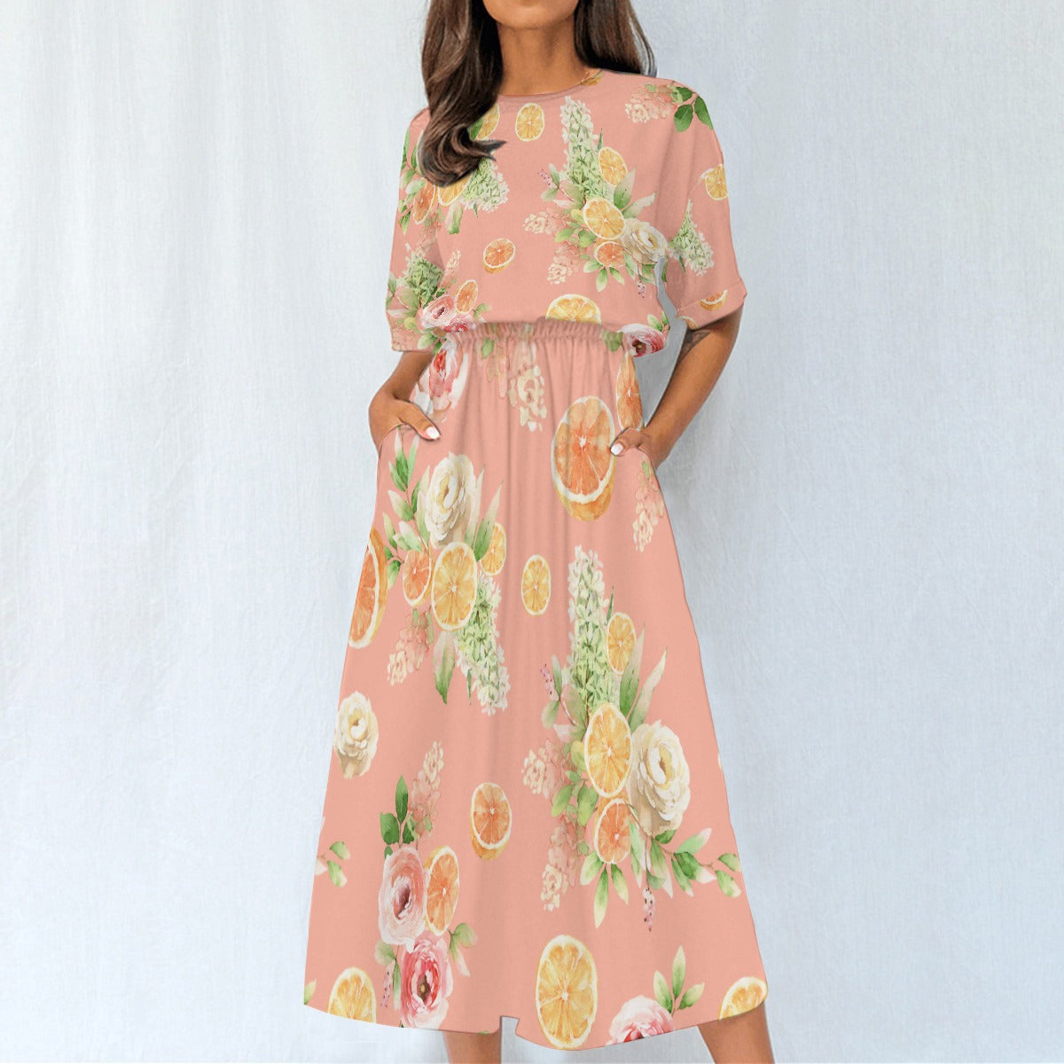 Citrus Bloom Dress - Peach