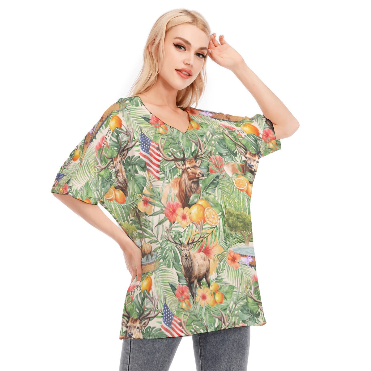 Elks Lodge 1475 Tribute Bat-Sleeve Blouse