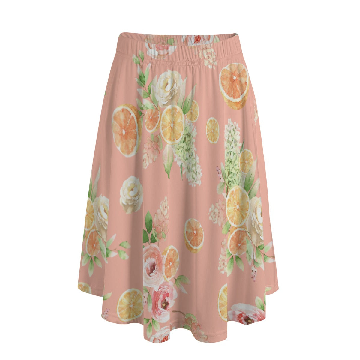 Citrus Bloom Women's Long Maxi Skirt With Pockets - Peach