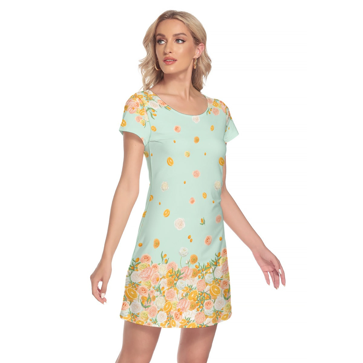 Mint Citrus Blossom Women's Short Sleeve Dress
