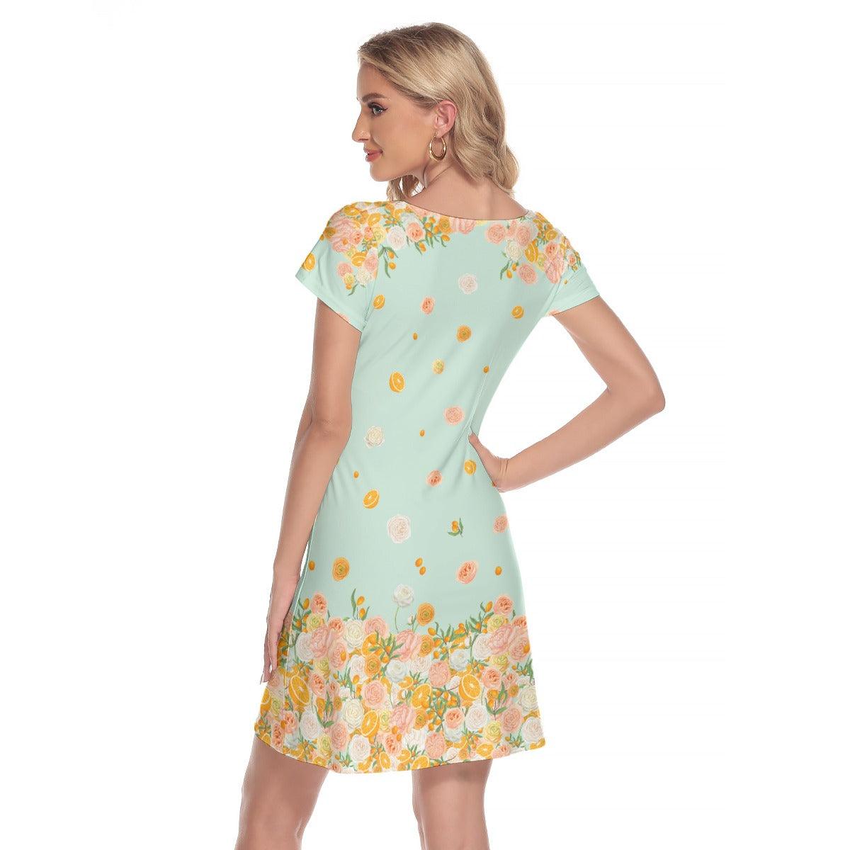 Mint Citrus Blossom Women's Short Sleeve Dress