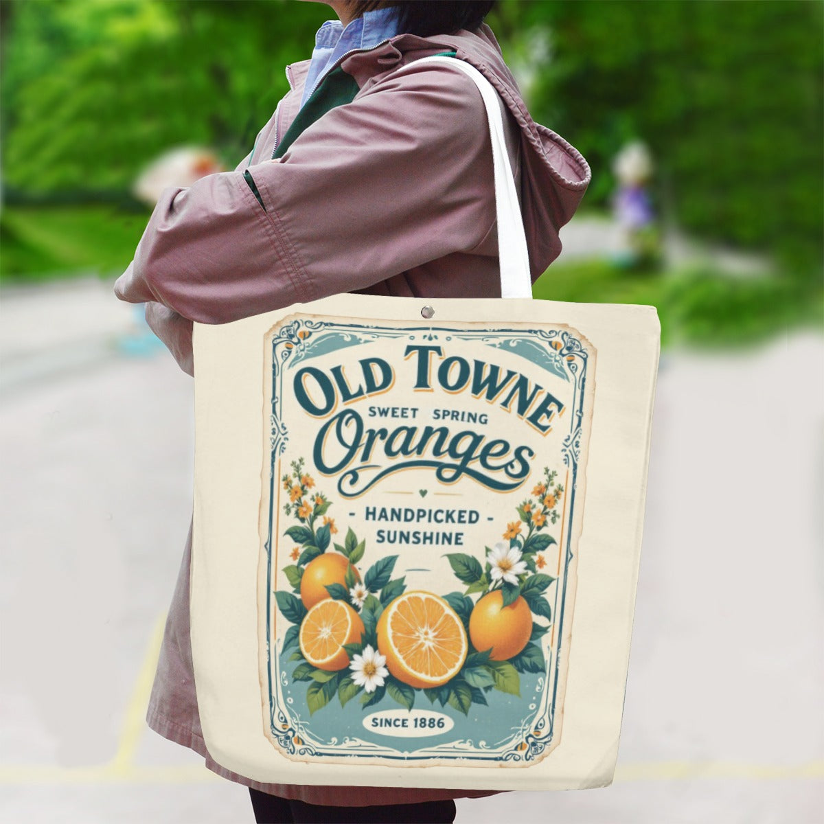Old Towne Oranges Canvas Tote – Vintage Citrus Charm (Available Now)