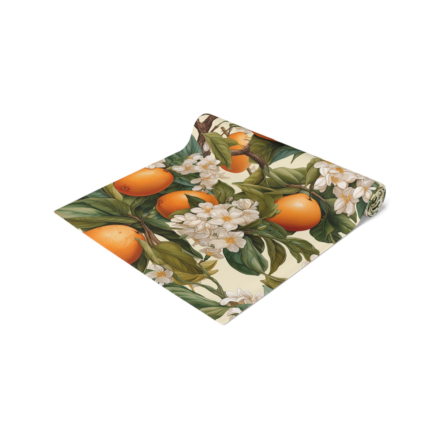 Botanical Orange Table Runner - Floral Poly Decor for Home Dining