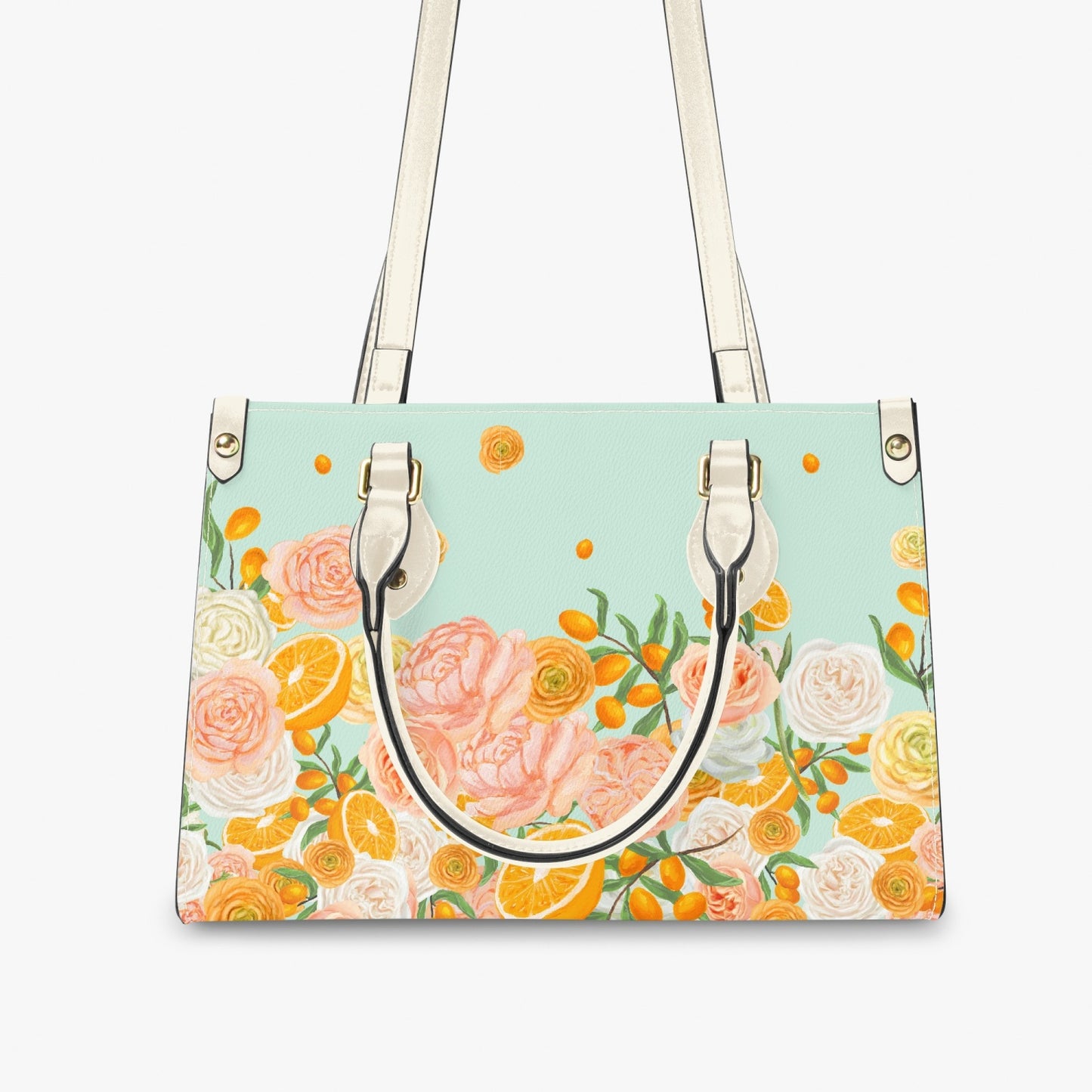 Citrus Blossom Women's Purse in Mint - Long Strap