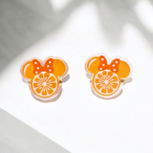 Cartoon Mouse Orange Slice Earrings.