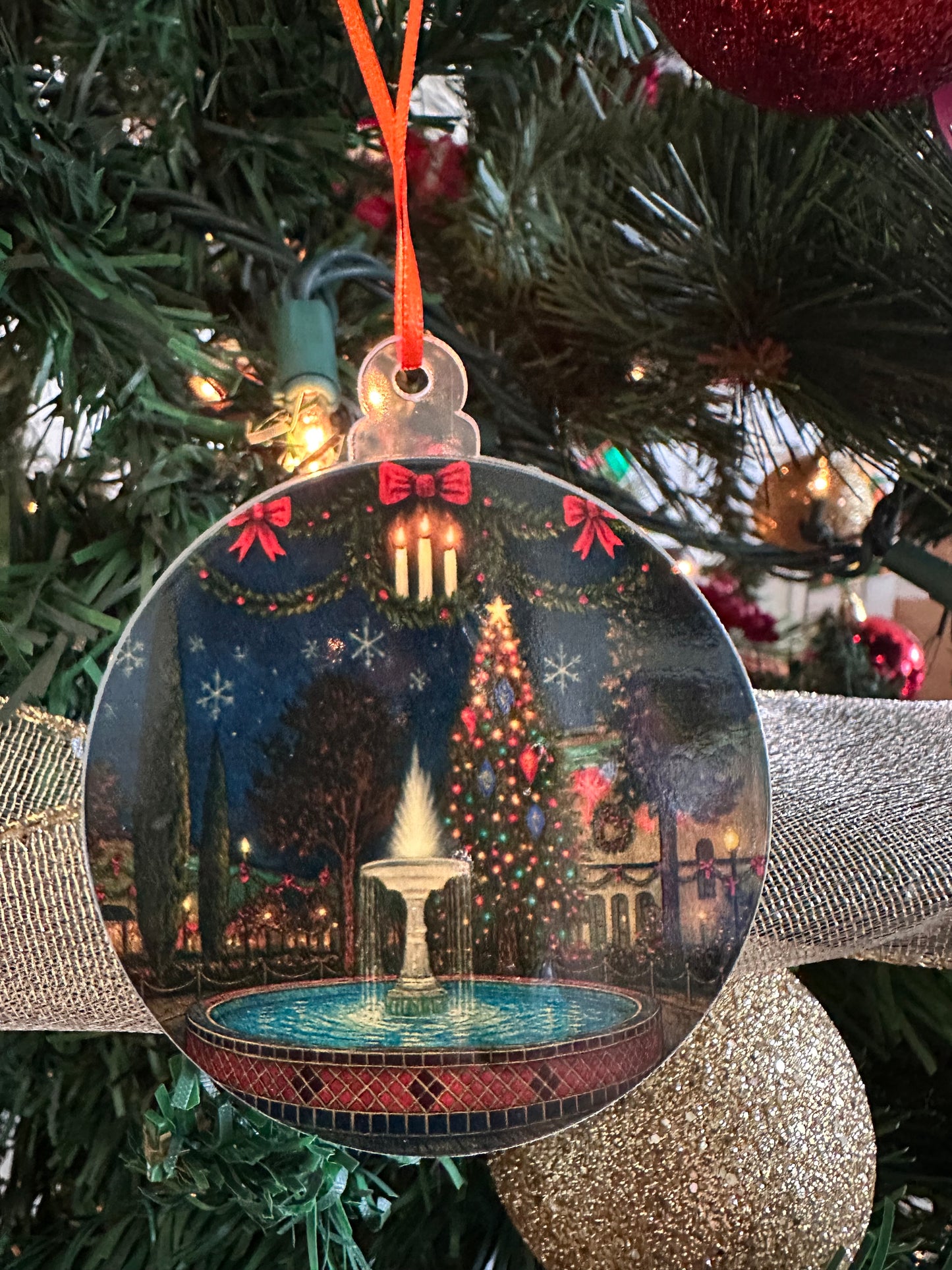 Old Towne Orange Christmas 2025 Ornament – Plaza Fountain & Tree Lighting Keepsake